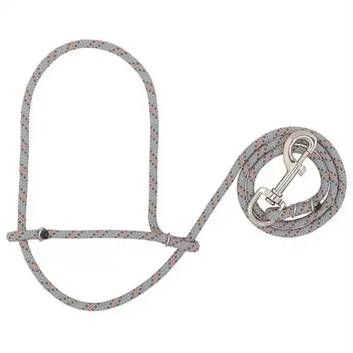 Weaver Rope Sheep Halter. 1/4" Diameter - Gray/Coral/Turquoise