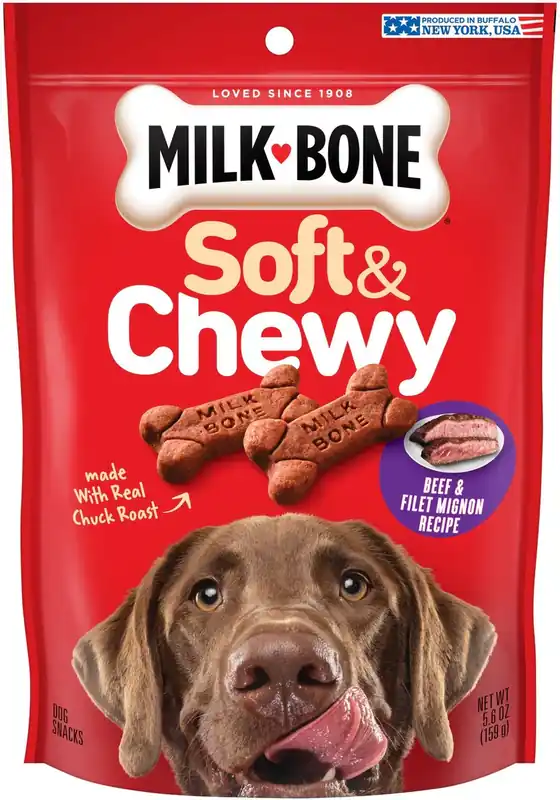 Milk-Bone Soft & Chewy Beef & Filet Mignon Recipe Dog Treats -4.6 oz