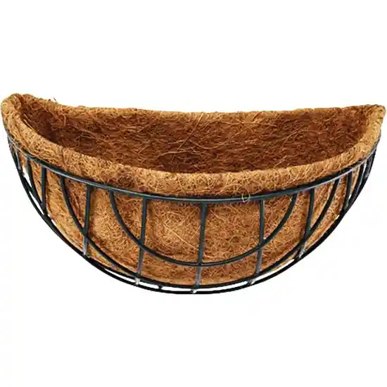 Landscapers Select Wall Basket with Natural Coconut Liner, Half-Circle, 22 lb Capacity, Matte Black
