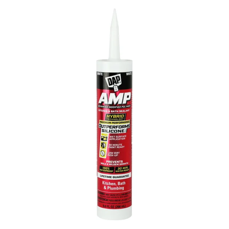 DAP AMP Advanced Modified Polymer Waterproof Kitchen, Bath and Plumbing Sealant - White 9oz