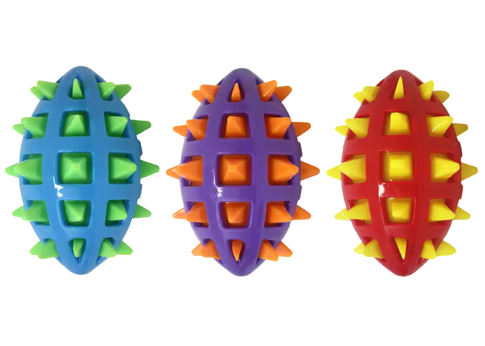 multipet 4.5" Spike Footballs Dog Toy - 1 Piece (Assorted)