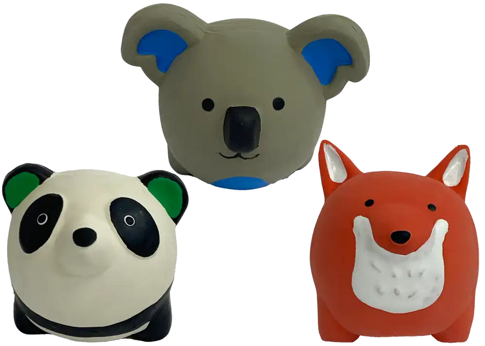 multipet 2.5" Latex Round Animals Dog Toy (Assorted)