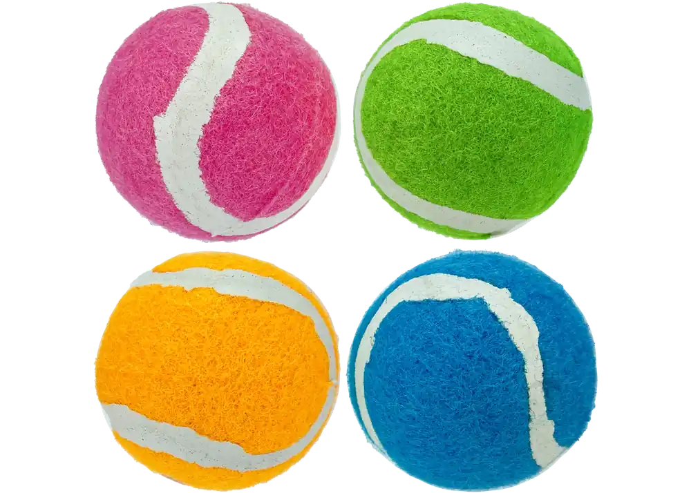 multipet 4 Pack Squeaky Tennis Balls Dog Toy