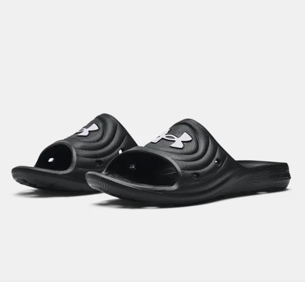Under Armour Boy‘s Locker IV Slides Sandals - Black and White