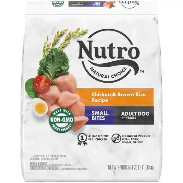 Nutro Natural Choice Small Bites Adult Dry Dog Food, Chicken & Brown Rice Recipe Dog Kibble - 30 lb.