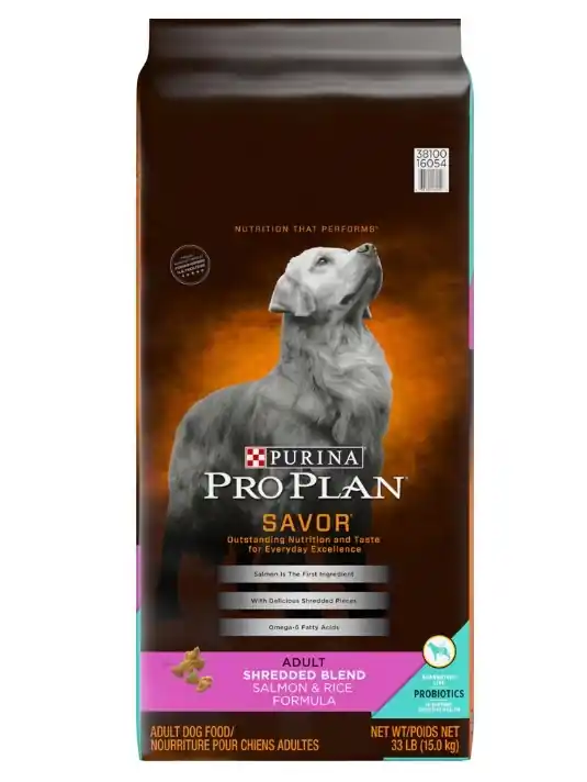 Purina Pro Plan Savor Adult Shredded Blend Salmon & Rice Formula Dry Dog Food, 33 lbs.