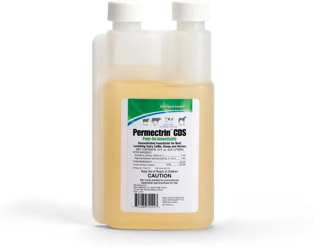 Elanco Permectrin CDS Pour-On Farm Animal Insecticide -16 fl oz