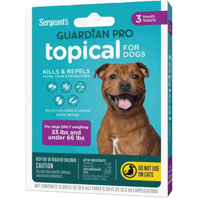 Sergeant’s GUARDIAN® PRO Flea & Tick Topical for Dogs 33-66Lbs - 3 count