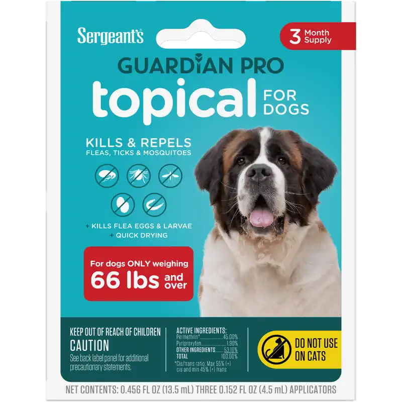 Sergeant’s GUARDIAN® PRO Flea & Tick Topical for Dogs 66Lbs and Over - 3 Count