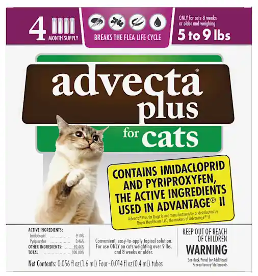 Advecta Plus Flea and Tick Treatment for 5-9lbs, Count of 4