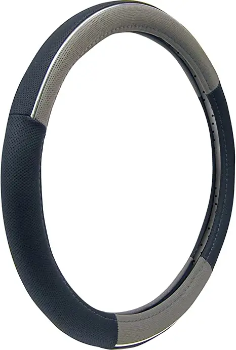 Custom Accessories Black/Grey with Chrome Accent Steering Wheel Cover