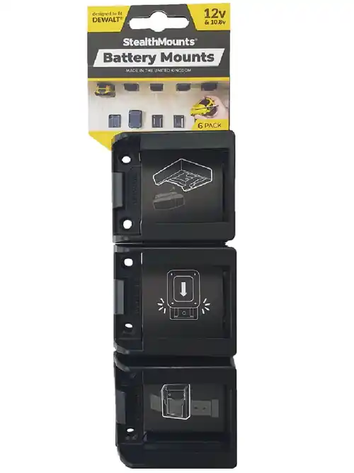 StealthMounts DeWalt 12-Volts Battery Mounts Black - 6Pk