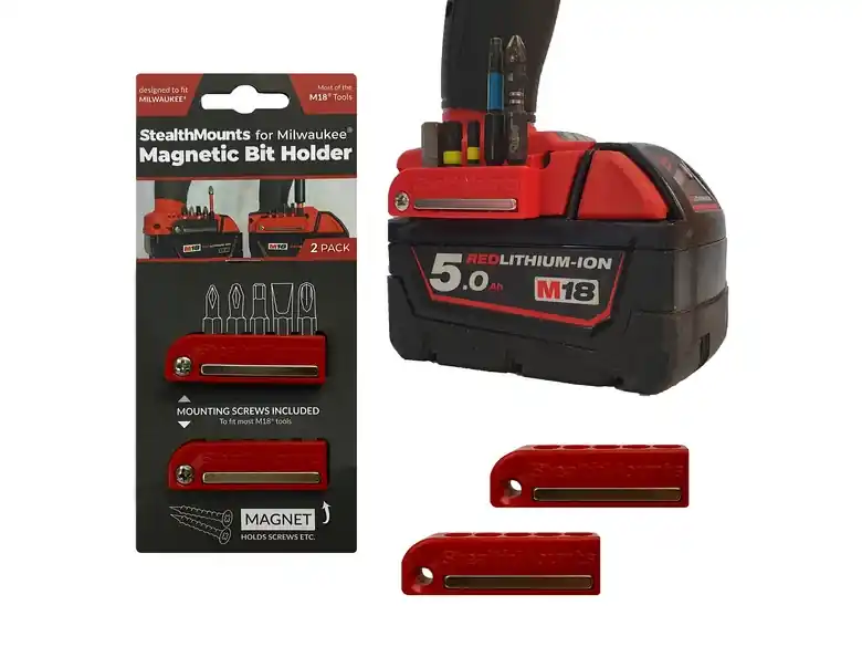 StealthMounts Magnetic Bit Holder for Milwaukee M18 Tools 2 Pack