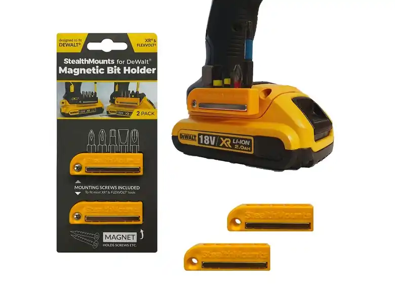 StealthMounts Magnetic Bit Holder for Dewalt XR & Flexvolt Tools 2 Pack