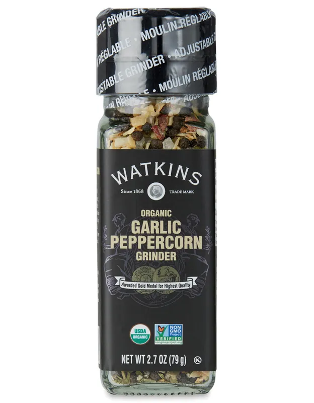 Watkins Organic Garlic Peppercorn Blend Grinder - 2.7oz