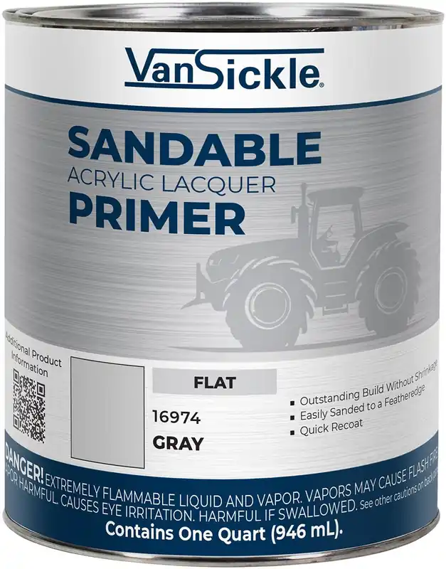 Van Sickle Paint 16974 Sandable Acrylic Lacquer Primer - Flat Gray - 1 Quart