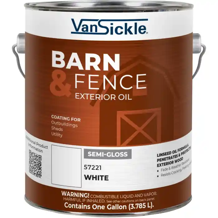 Van Sickle Paint 57221 Barn & Fence Exterior Oil Semi-Gloss Paint - White - 1 Gallon