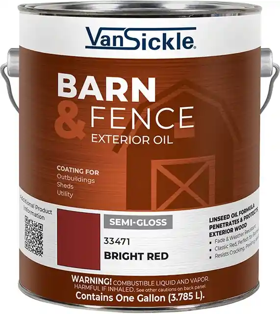 Van Sickle Paint 33471 Barn & Fence Exterior Oil Semi-Gloss - Bright Red - 1 Gallon