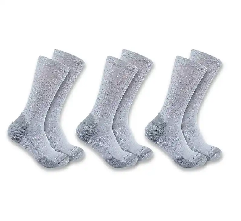 Carhartt Midweight Cotton Blend Crew Socks 3 Pack - Gray