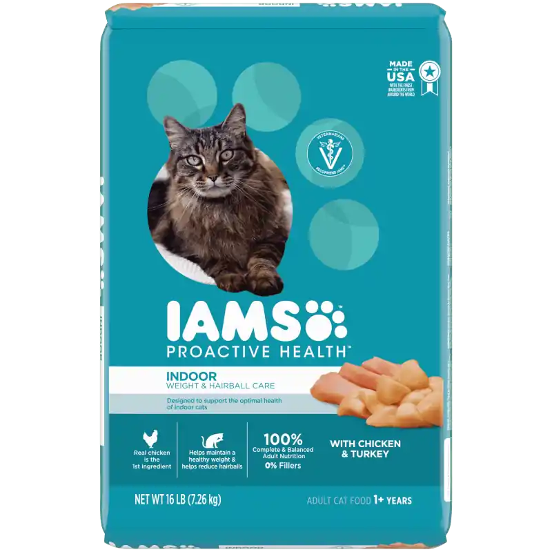 IAMS Proactive Health Adult Indoor Weight & Hairball Care with Chicken and Turkey - 16lbs