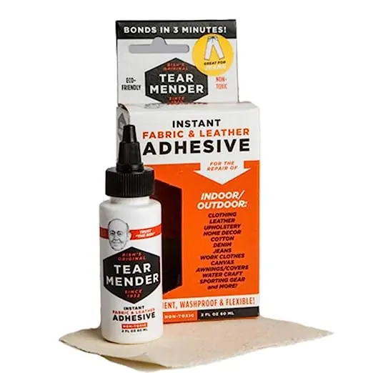 Tear Mender Instant Fabric and Leather Adhesive Kit with Patch