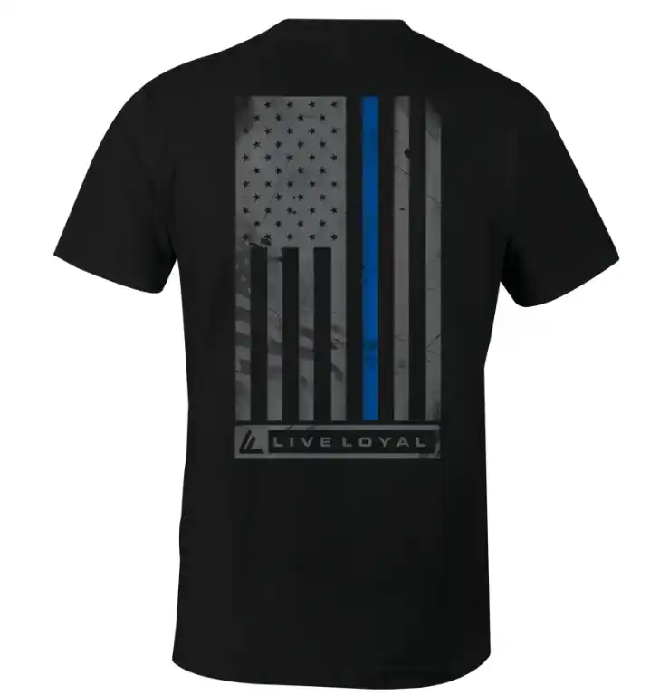 SRVS Unisex Blue Line Flag Tee - Black