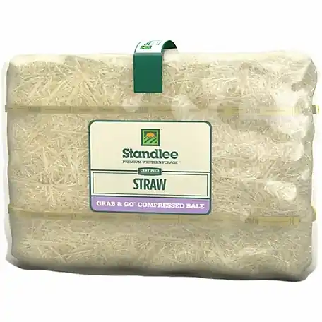 Standlee Premium Western Forage Certified Straw Grab and Go Compressed Bale Animal Bedding, 3.6 cu. ft
