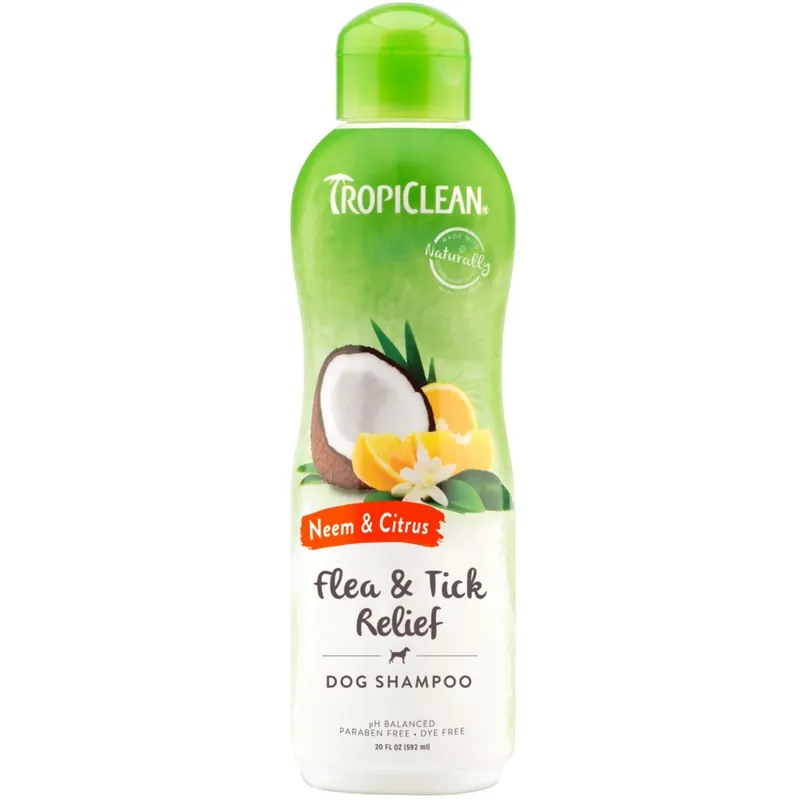 TropiClean Neem & Citrus Flea & Tick Relief Shampoo for Dogs 20oz