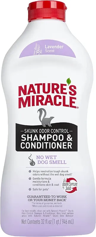Nature’s Miracle® Skunk Odor Control Shampoo & Conditioner Lavender Scent 32 Oz, Odor Control Formula