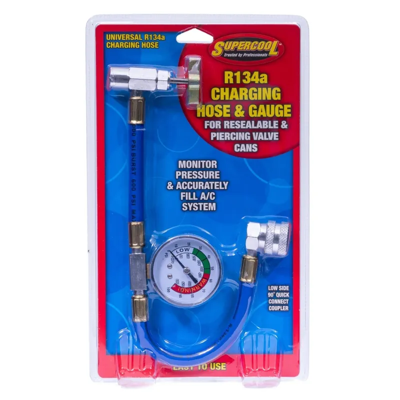 Supercool R134A Universal Charging Hose w/ Gauge