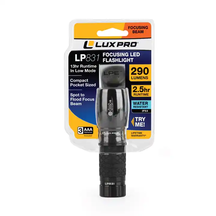 Luxpro LP831C Compact 290 Lumen LED Focusing Flashlight Assorted Colors