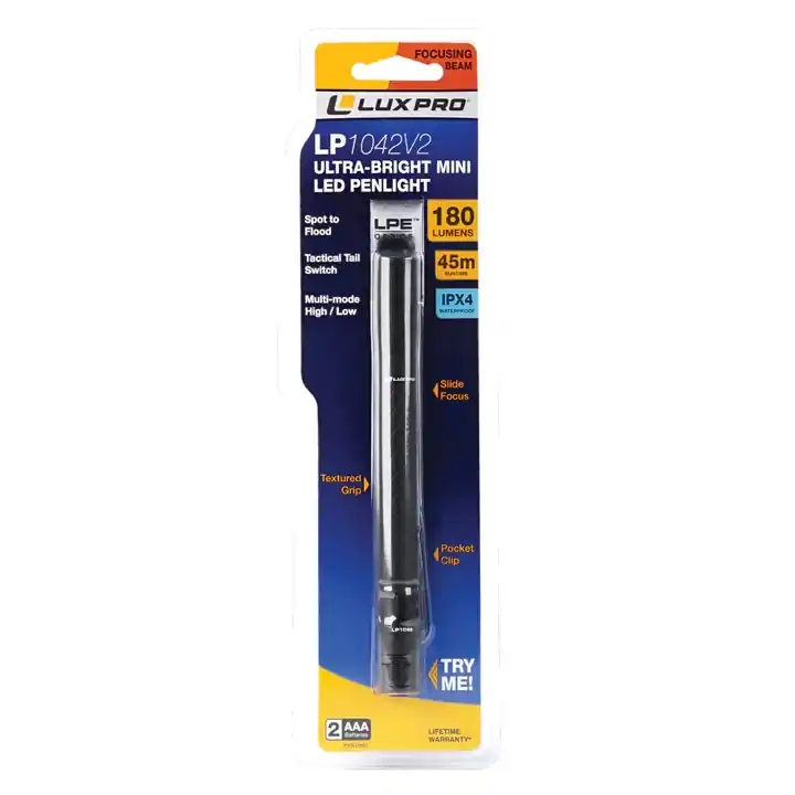 Luxpro LP1042V2 Penlight 180 Lumen LED Focusing Flashlight Black