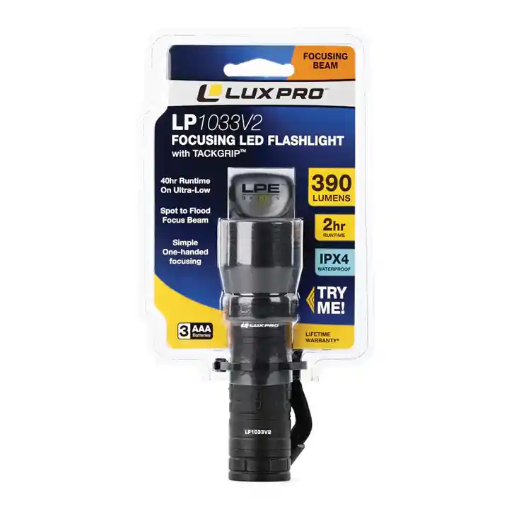 Luxpro LP1033V2 Focus 390 Lumen LED Handheld Flashlight Black