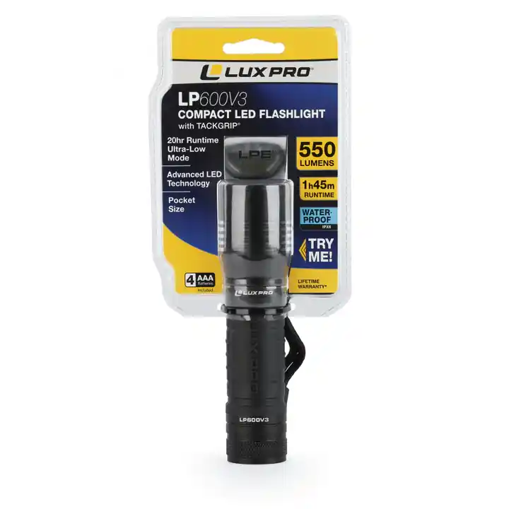 Luxpro LP600V3 Bright 550 Lumen LED Handheld Flashlight Black