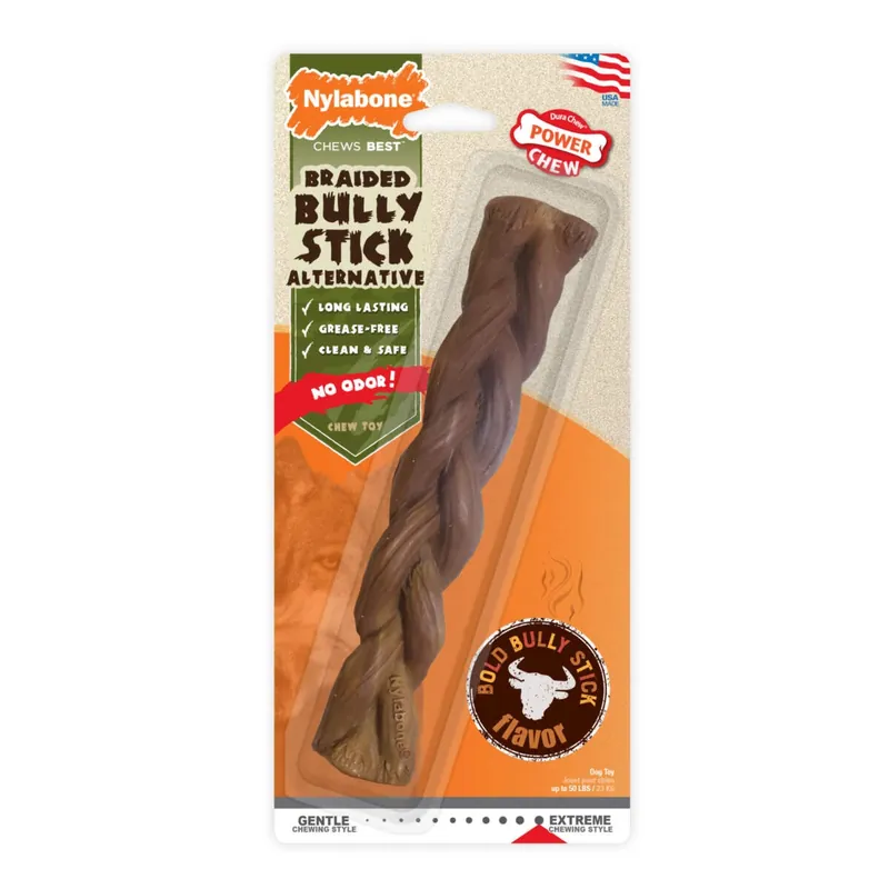 Nylabone Power Chew Braided Bully Stick Alternative Chew Dog Toy