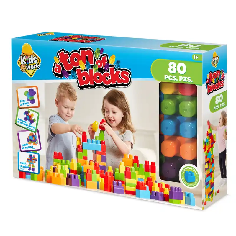 Amloid - Kids @ Work Ton O‘ Blocks Building Block Set, 80 Piece