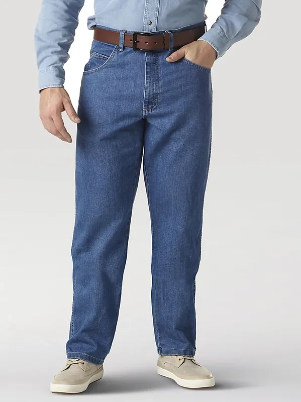 Wrangler Men‘s Rugged Wear Relaxed Stretch Flex Denim Jean Stonewash