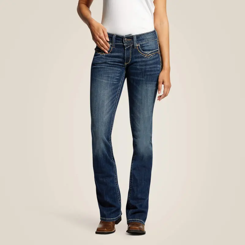 R.E.A.L. Mid Rise Stretch Entwined Boot Cut Jean Festival Blue