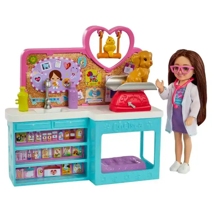 Mattel Barbie Doll Chelsea Pet Vet Playset