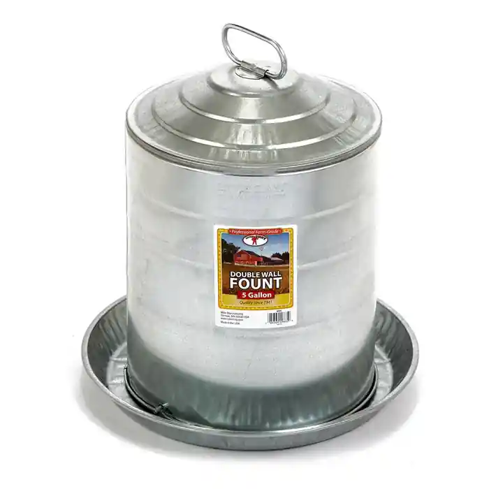 Little Giant Double Wall Metal Poultry Fount - 5 Gallon