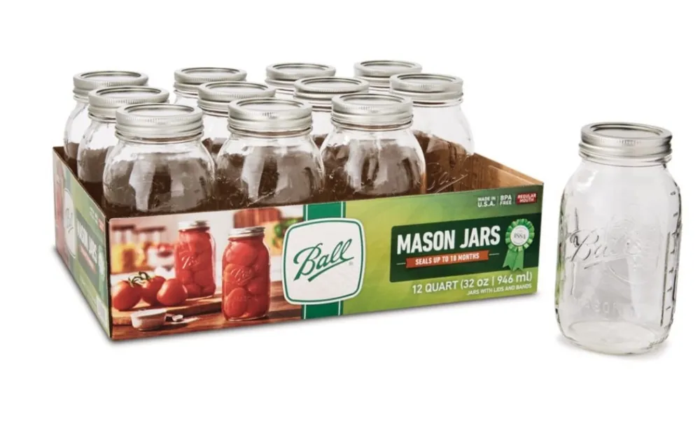 Ball 32oz Regular Mouth Quart Mason Jar 12-Count