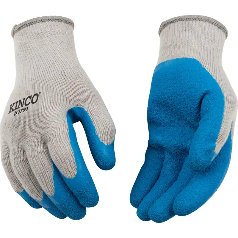 Kinco Polyester Knit Shell & Latex Palm Gloves Blue/Gray - 3 Pack