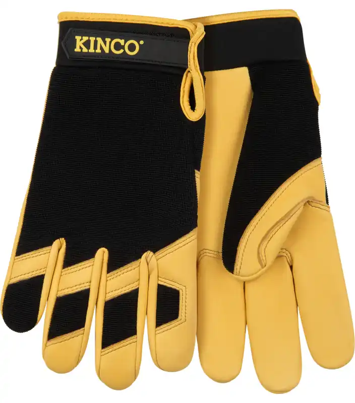 KincoPro Premium Grain Deerskin & Synthetic Hybrid Glove with Pull-Strap