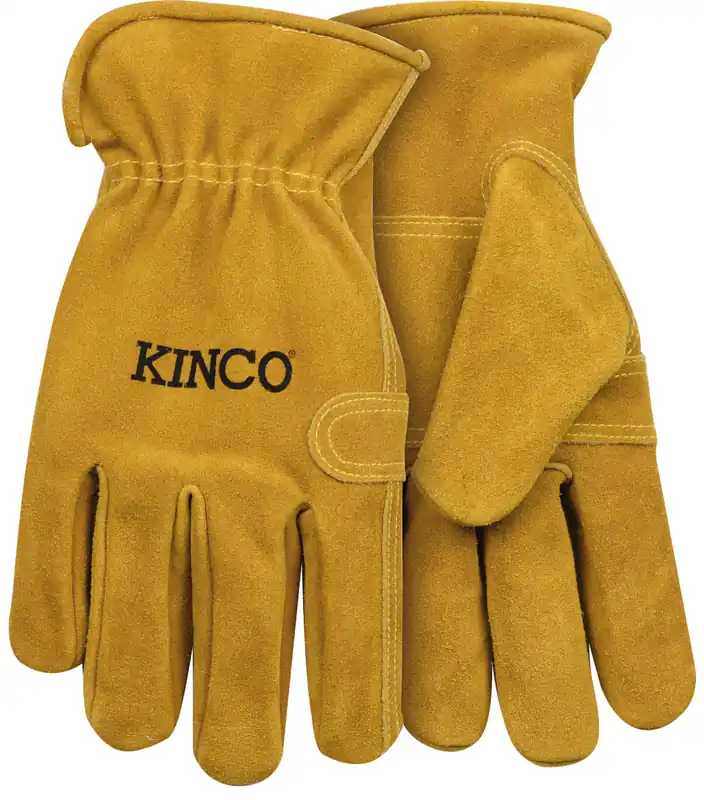 Kinco Suede Cowhide Driver with Double-Palm Gloves - Golden
