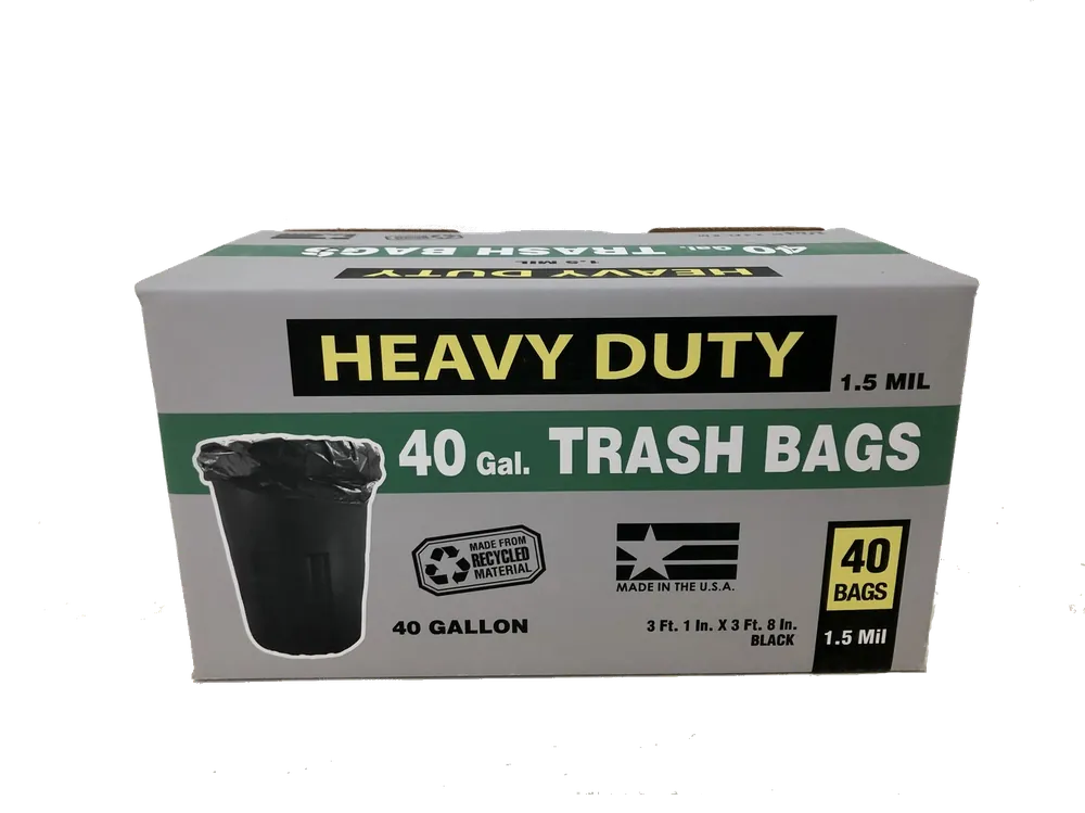 Heavy Duty 40 Gallon Trash Bags 40CT