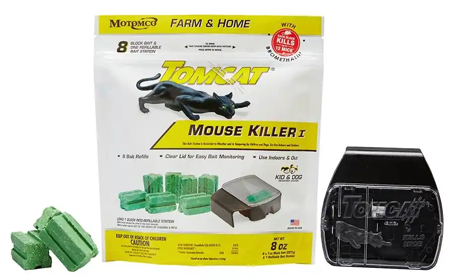 Motomco Tomcat Mouse Killer I 8 x 1oz Refillable Bait Station