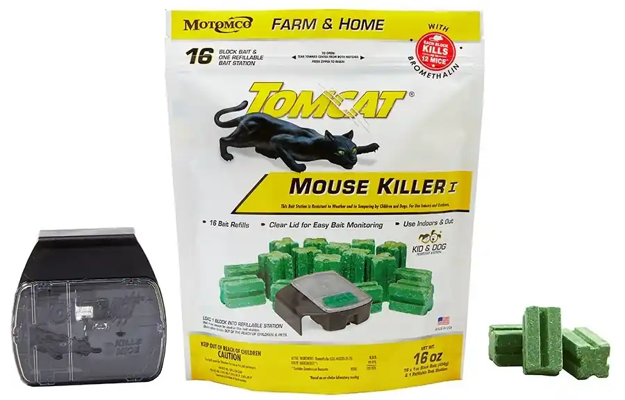 Motomco Tomcat Mouse Killer I 16 x 1oz Refillable Bait Station