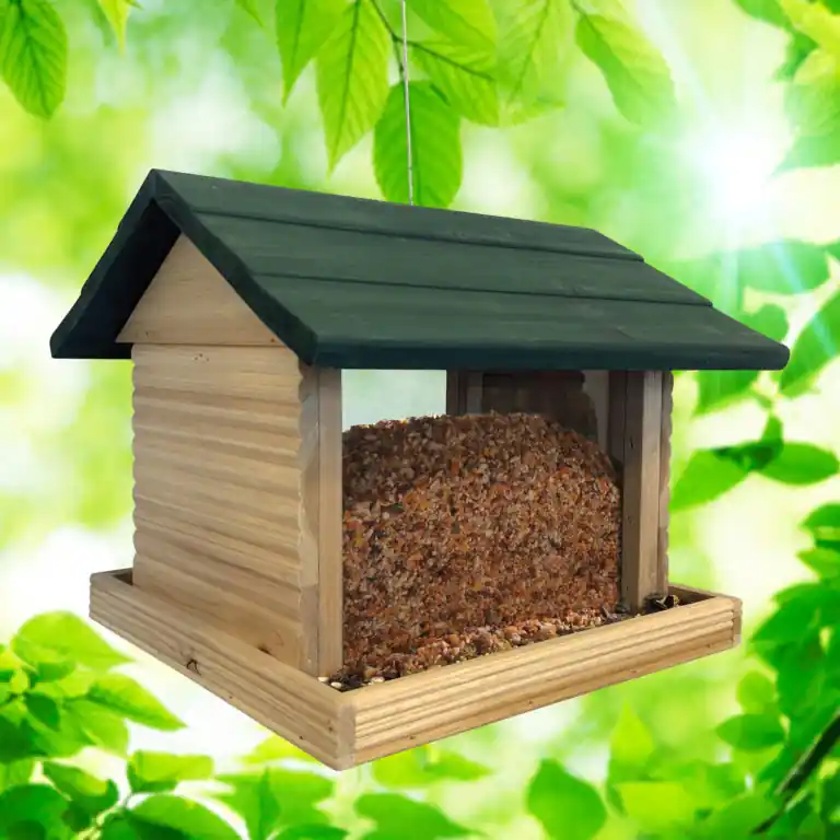 North States Large Hanging Log Cabin Bird Feeder