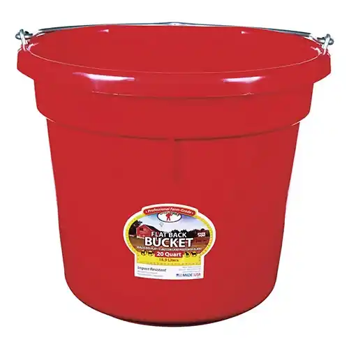 Little Giant Flat Back Plastic Bucket Red 20 Quart P20FB