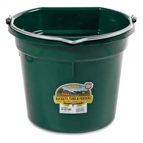 Little Giant Flat Back Plastic Bucket Green 20 Quart P20FB